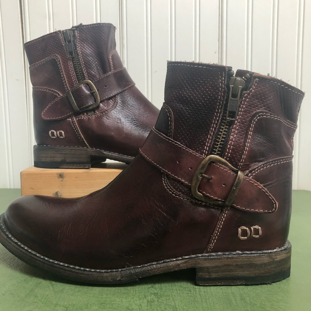Bed Stu Becca Ankle Boots in Dark Scarlett Rustic